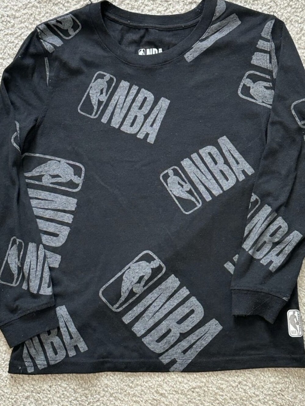 NBA Black Long Sleeve Logo Print Shirt
